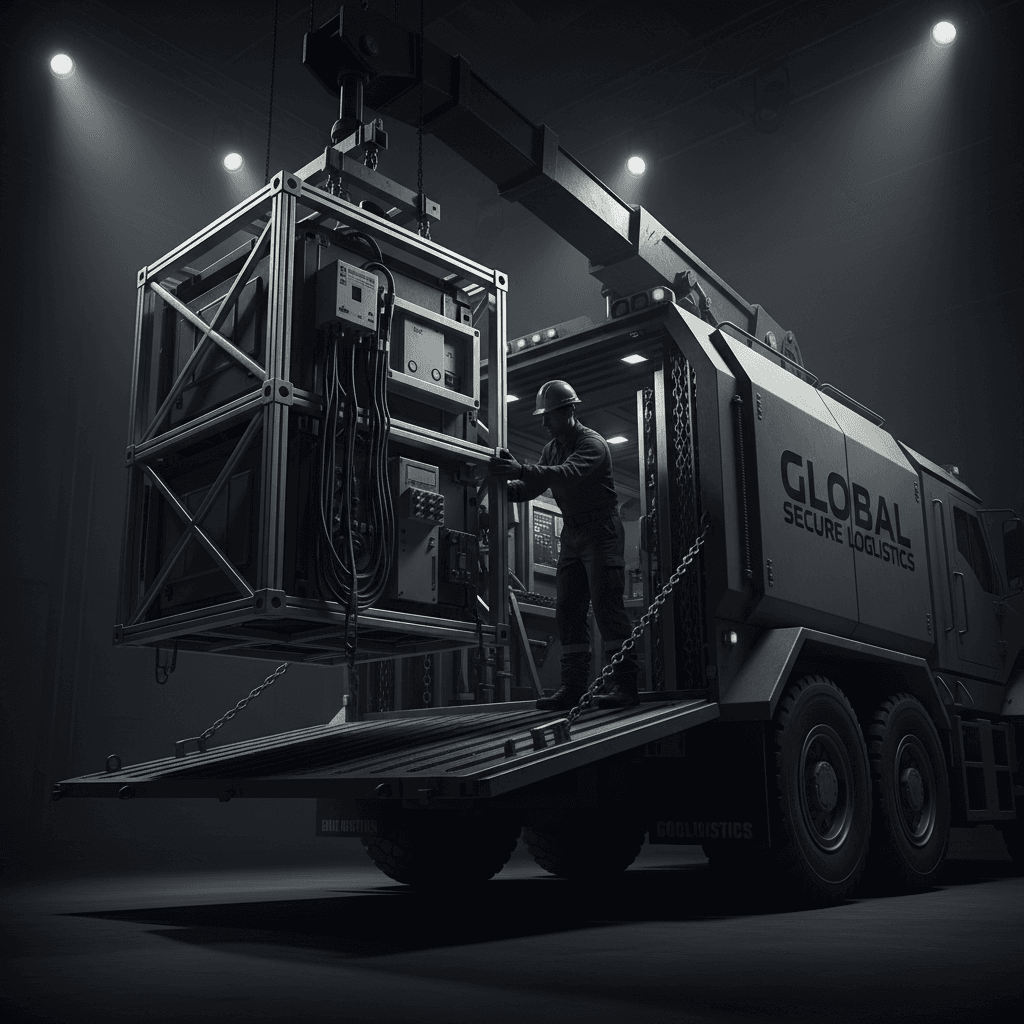 Specialized cargo being loaded with expert handling procedures