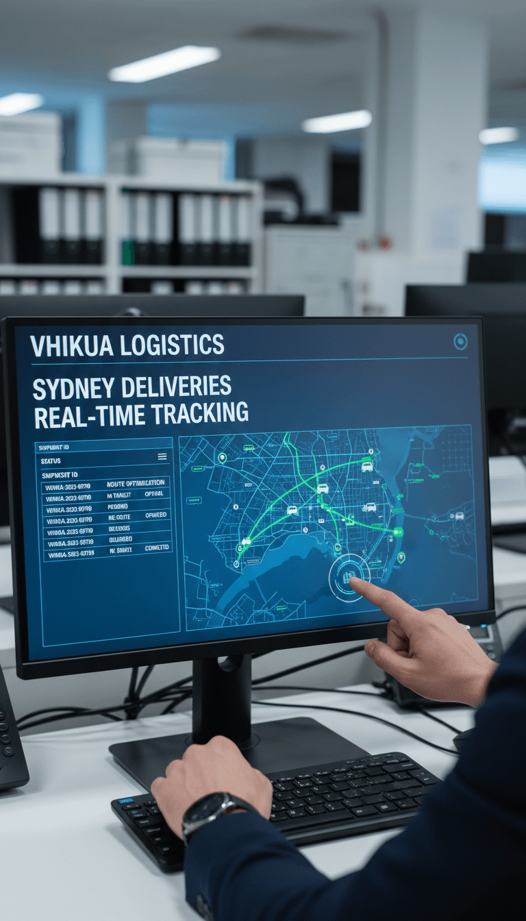 Real-time shipment tracking system monitoring Sydney deliveries