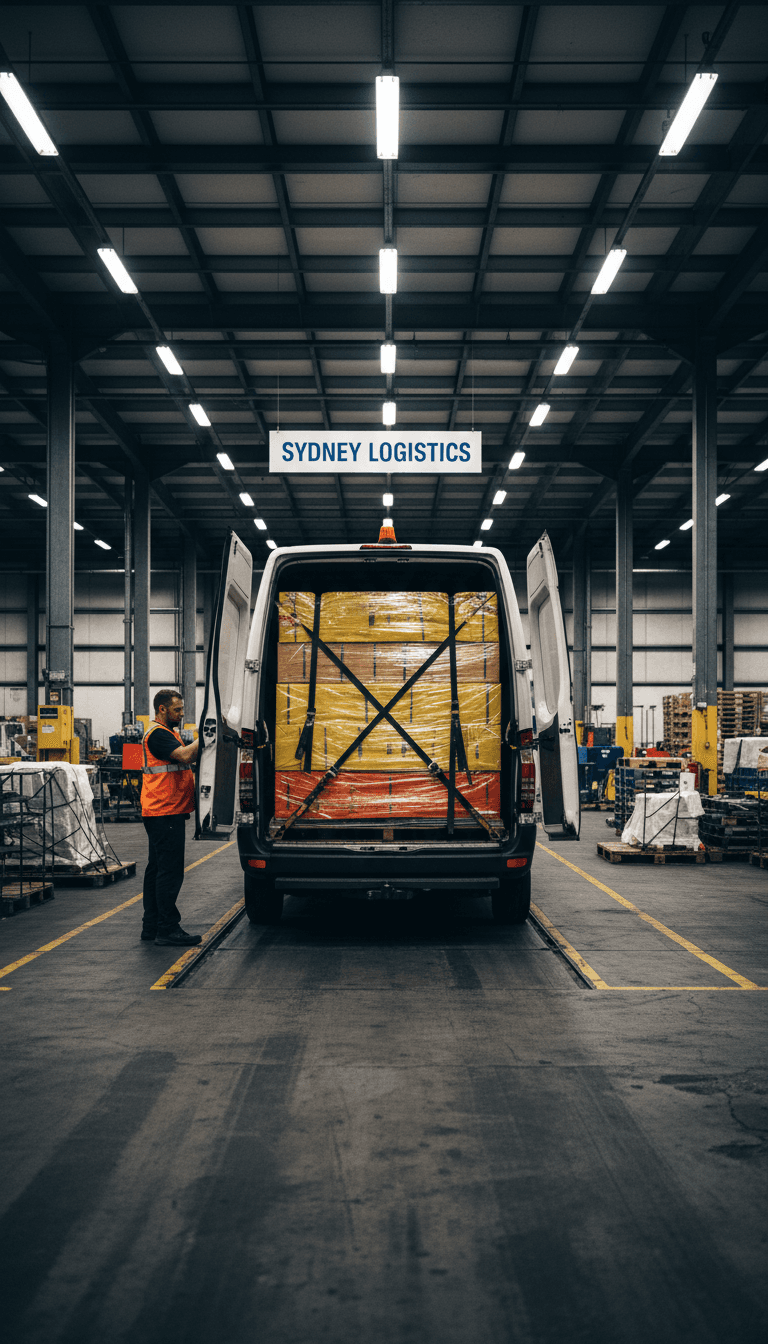 Full truckload cargo van loaded and ready for Sydney delivery